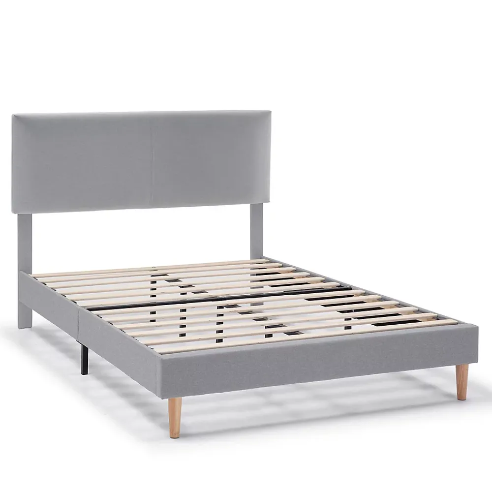 Vs Venta-Stock Cadre de lit rembourré Lauren 30 cm, 150 x 190 cm, Gris clair* Sommier
