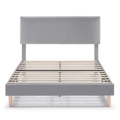 Vs Venta-Stock Cadre de lit rembourré Lauren 30 cm, 150 x 190 cm, Gris clair* Sommier