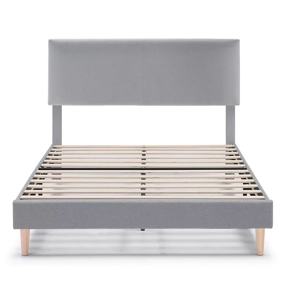 Vs Venta-Stock Cadre de lit rembourré Lauren 30 cm, 150 x 190 cm, Gris clair* Sommier