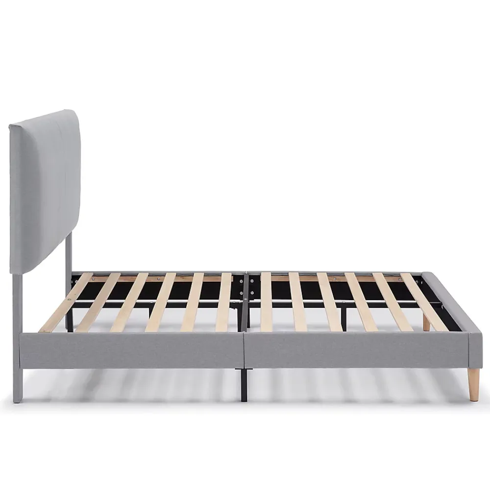 Vs Venta-Stock Cadre de lit rembourré Lauren 30 cm, 150 x 190 cm, Gris clair* Sommier
