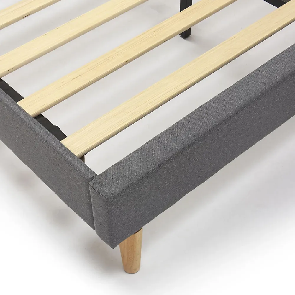 Vs Venta-Stock Cadre de lit rembourré Noelia 30 cm, 150x190 cm, Gris foncé* Sommier