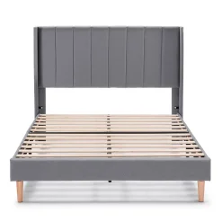Vs Venta-Stock Cadre de lit rembourré Noelia 30 cm, 150x190 cm, Gris foncé* Sommier