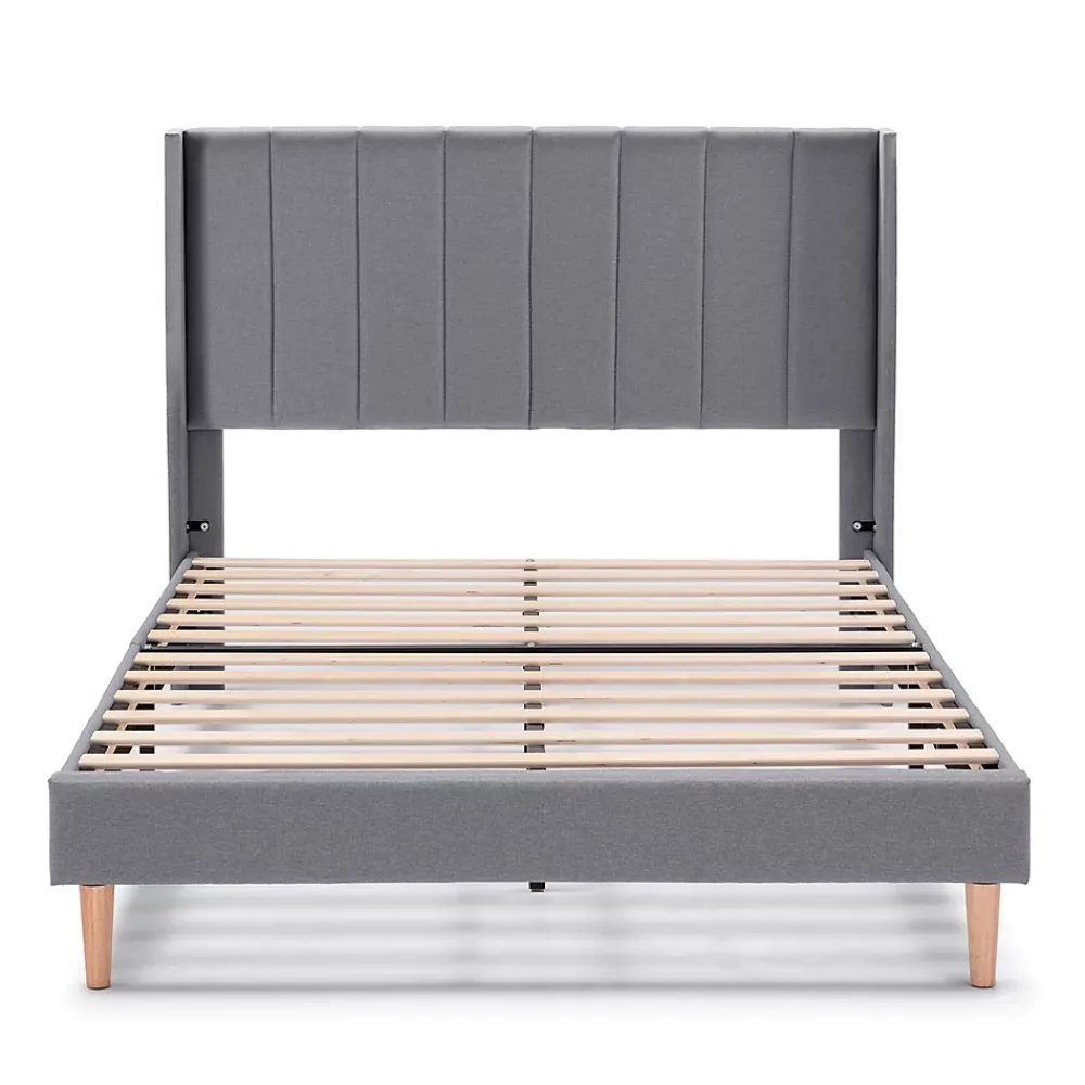 Vs Venta-Stock Cadre de lit rembourré Noelia 30 cm, 150x190 cm, Gris foncé* Sommier