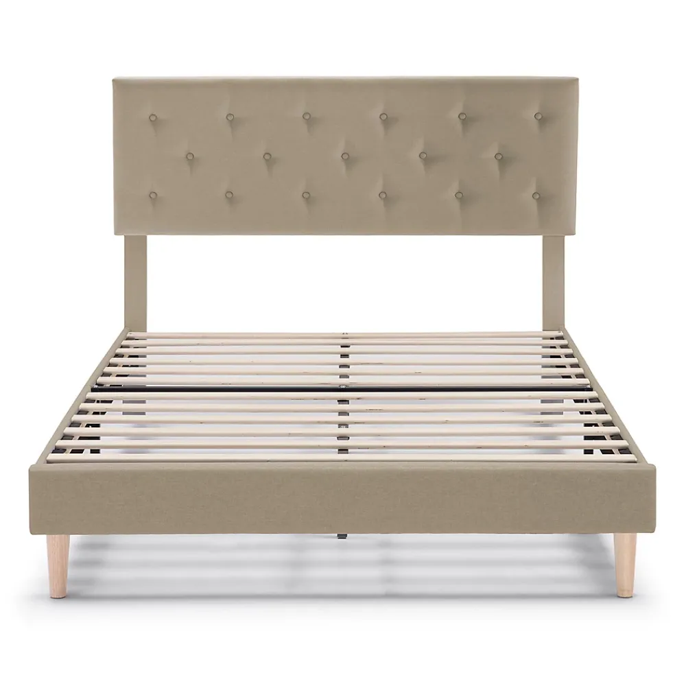 Vs Venta-Stock Cadre de lit rembourré Rosi 30 cm, 90x190 cm, Beige* Sommier
