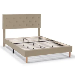 Vs Venta-Stock Cadre de lit rembourré Rosi 30 cm, 90x190 cm, Beige* Sommier