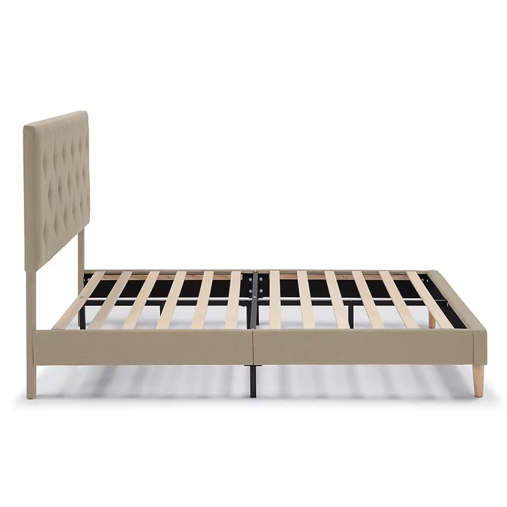 Vs Venta-Stock Cadre de lit rembourré Rosi 30 cm, 90x190 cm, Beige* Sommier