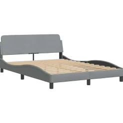 Cadre de lit sans matelas Hanko gris clair 120x200 cm tissu><noscript><img width=