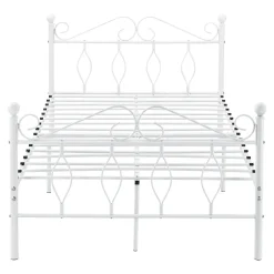 Cadre de Lit Simple Apolda en Métal 120 x 200 cm Blanc Mat en.casa><noscript><img width=