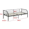 [En.Casa] Cadre de Lit Simple Falun Acier Laqué 90 x 200 cm Noir Mat en.casa* Lit Simple