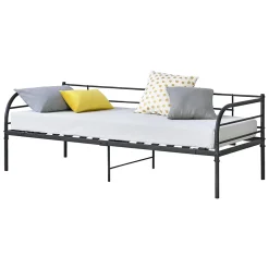[En.Casa] Cadre de Lit Simple Falun Acier Laqué 90 x 200 cm Noir Mat en.casa* Lit Simple