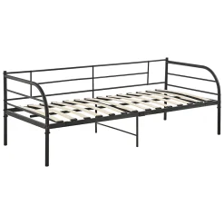 [En.Casa] Cadre de Lit Simple Falun Acier Laqué 90 x 200 cm Noir Mat en.casa* Lit Simple