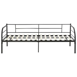 [En.Casa] Cadre de Lit Simple Falun Acier Laqué 90 x 200 cm Noir Mat en.casa* Lit Simple