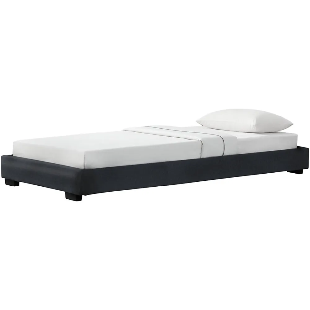 Cadre de Lit Simple Masari Rembourré avec Similicuir Noir 200 x 90 cm>Corium Outlet