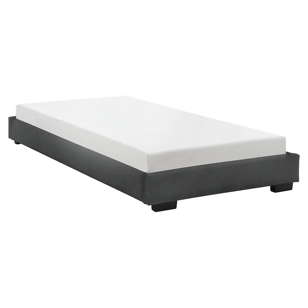Cadre de Lit Simple Masari Rembourré avec Similicuir Noir 200 x 90 cm>Corium Outlet