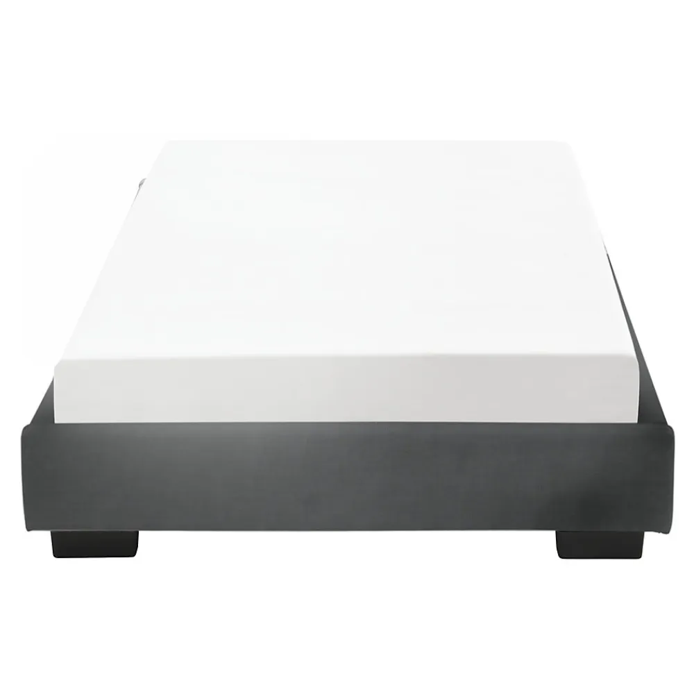 Cadre de Lit Simple Masari Rembourré avec Similicuir Noir 200 x 90 cm>Corium Outlet
