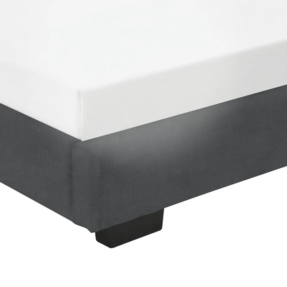 Cadre de Lit Simple Masari Rembourré avec Similicuir Noir 200 x 90 cm>Corium Outlet