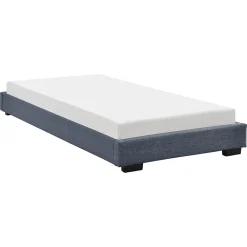 Cadre de Lit Simple Masari Rembourré avec Lin Gris Foncé 200 x 90 cm><noscript><img width=
