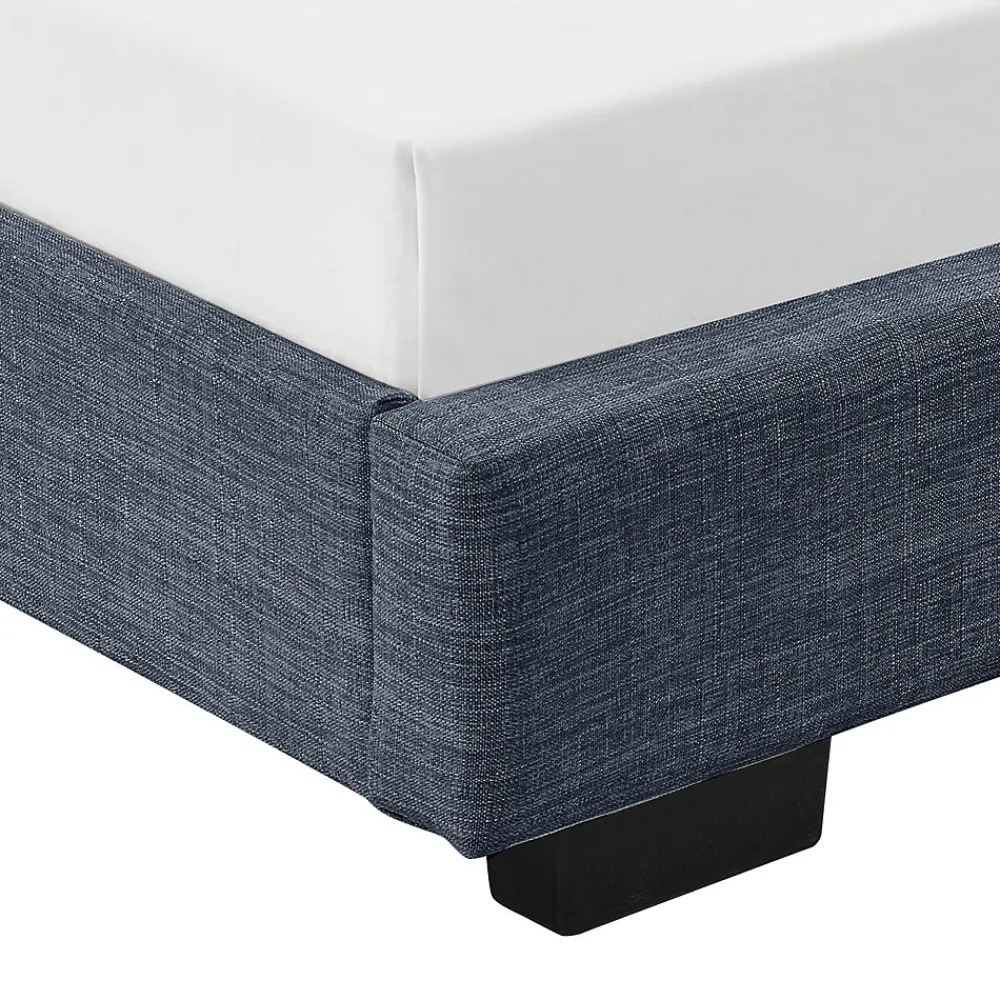 Cadre de Lit Simple Masari Rembourré avec Lin Gris Foncé 200 x 90 cm>Corium New