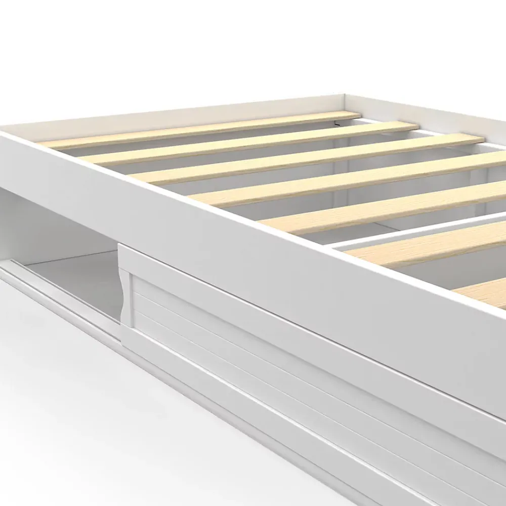 IDMarket Cadre de lit simple SALEM avec rangement et sommier 90 x 190 CM blanc* Lit Avec Rangement