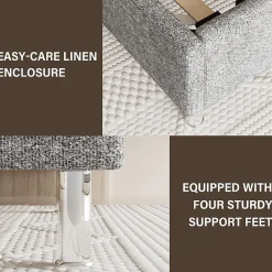 Cadre de lit 160x200cm, Plateforme capitonné 31 cm Sommier,8 Pieds><noscript><img width=