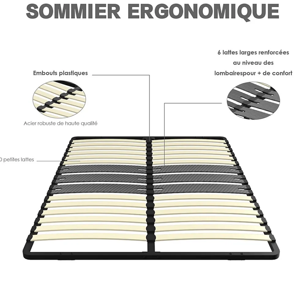 Cadre lattes 140x190 cm, 2x15 Lattes Peuplier Naturel>Teeno Sale