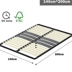 Cadre lattes 140x200 cm, 2x15 Lattes Peuplier Naturel>Teeno Outlet