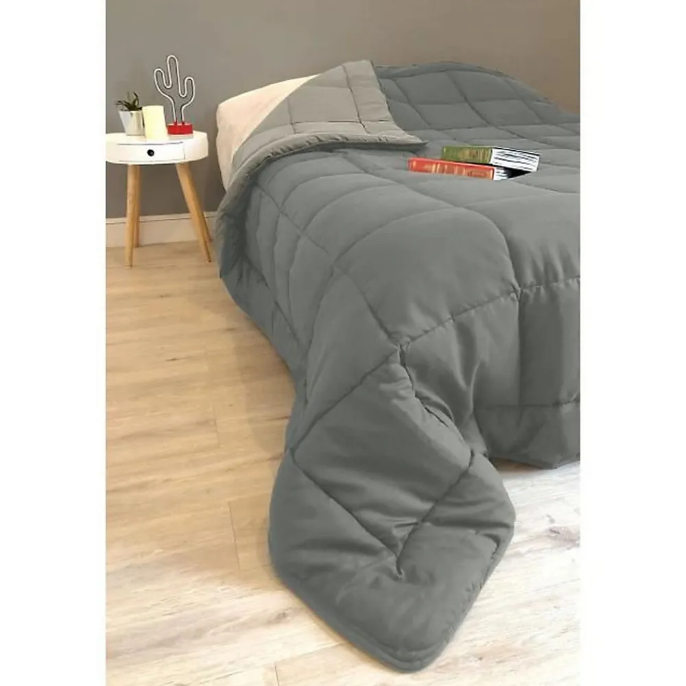 CALGARY Couette chaude Microfibre 400g/m² Acier & Argent 140x200cm>Toison d'Or