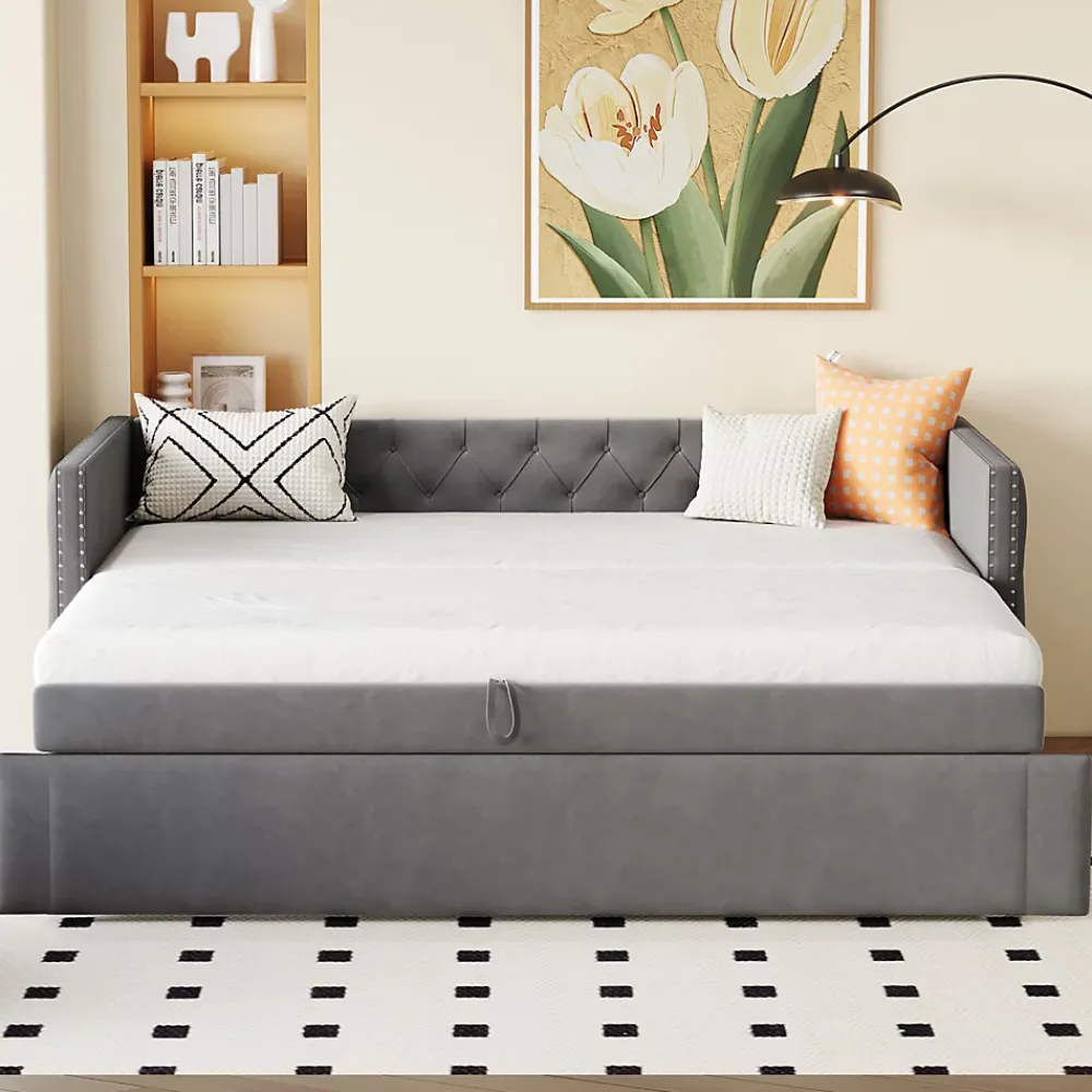 Redom Canapé 3 places convertible 140x190 cm, couchage d'appoint en tissu, design contemporain et fonctionnel* Lit Coffre