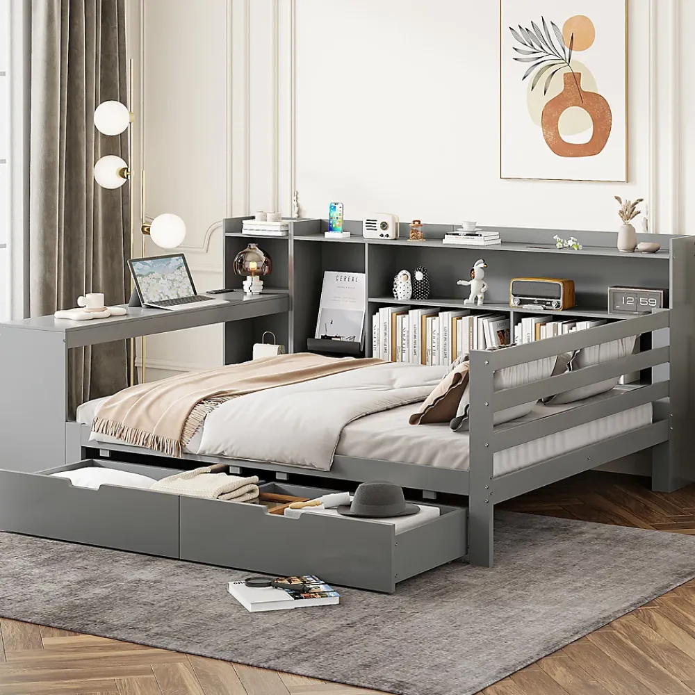 Redom Canapé 3 places convertible 200x90x85 cm avec coffre de rangement en tissu, dossier réglable et design contemporain* Lit Coffre