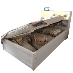 Canapé lit 90 par 200 cm avec prise multiple rangement lumineux lit hydraulique bois massif lit simple multifonction blanc>Redom Sale