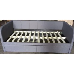 Canapé lit ZITO 90x200 cm coloris gris avec deux tiroirs et sommier inclus>Meublorama Online
