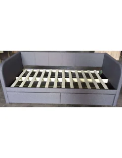 Canapé lit ZITO 90x200 cm coloris gris avec deux tiroirs et sommier inclus><noscript><img width=
