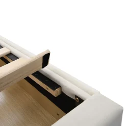 Redom Canapé 90x200 cm avec 2 grands tiroirs revetement velours beige design mid century et structure MDF* Lit Coffre