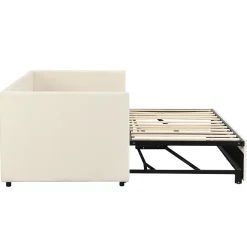 Fortuna lai Canapé-lit 90/180 X 200 Cm, Lit De Jour Extensible Avec Sommier à Lattes, Canapé 2 Places, Beige* Lit Coffre
