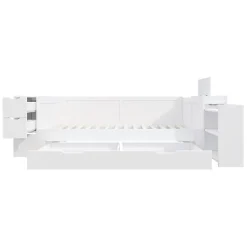Canapé-lit enfant 90x190 cm - Avec tiroirs, étagères et espace de rangement - MDF - Blanc (sans matelas)><noscript><img width=