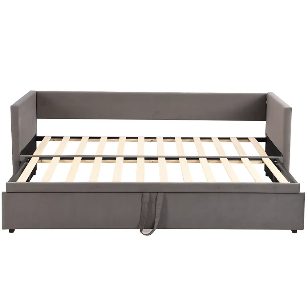 Simple Life Canapé-lit Extensible 90/180 X 200 Cm Avec Sommier à Lattes,canapé Lit 2 Places,velours, Gris* Lit Coffre