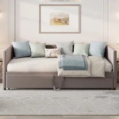 Fortuna lai Canapé-lit extensible 90/180 x 200 cm avec sommier à lattes,canapé lit 2 places,velours, gris* Lit Coffre