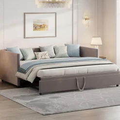 Fortuna lai Canapé-lit extensible 90/180 x 200 cm avec sommier à lattes,canapé lit 2 places,velours, gris* Lit Coffre