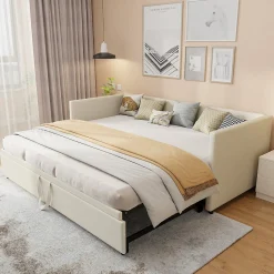 Canapé-lit Extensible 90/180 X 200 Cm Avec Sommier à Lattes,canapé Lit 2 Places,velours, Beige>Simple Life Hot