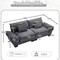 ProximaX Canapé-lit pliant 2 places Gris foncé, design moderne, matelas intégré, idéal pour salon et bureau* Lit Double