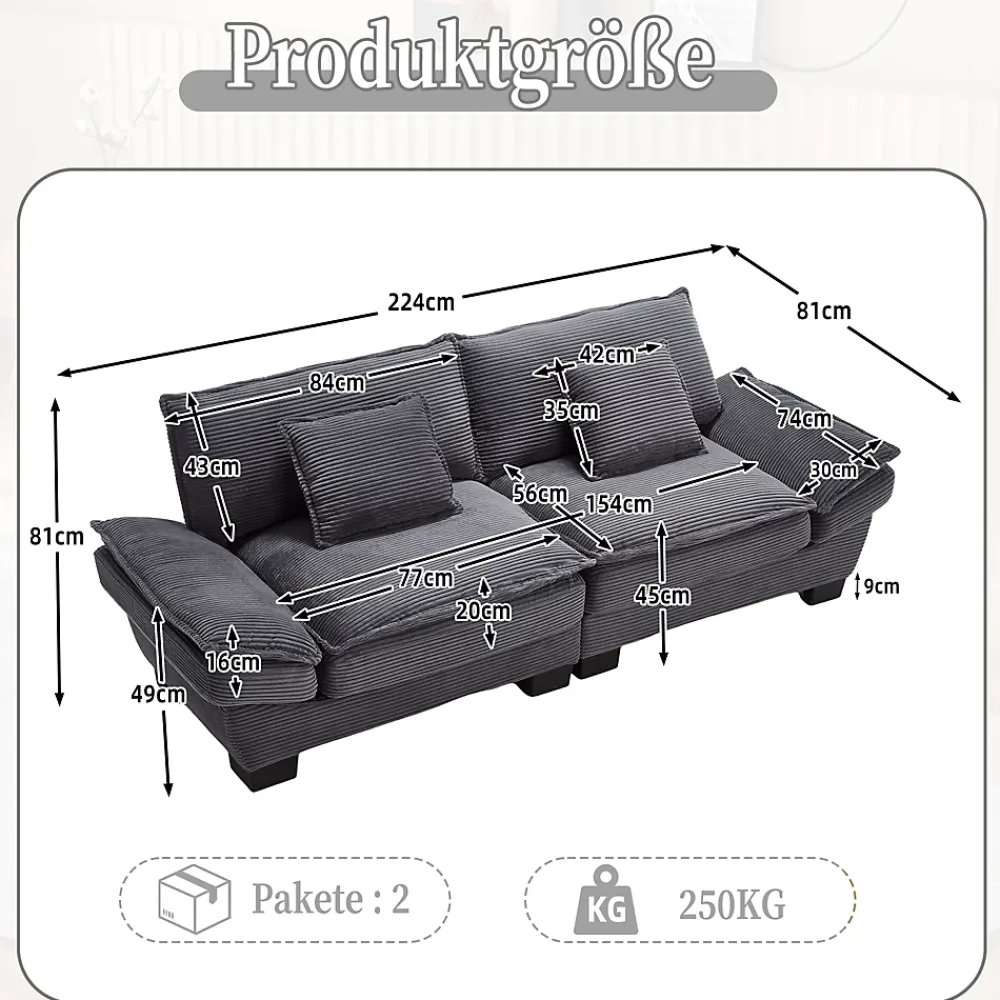 ProximaX Canapé-lit pliant 2 places Gris foncé, design moderne, matelas intégré, idéal pour salon et bureau* Lit Double