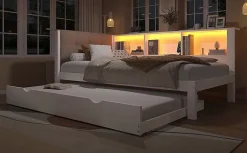 Redom Canapé-lit 140x190 cm convertible clic-clac en tissu gris avec coffre de rangement et dossier réglable* Lit Coffre