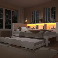 Redom Canapé-lit 140x190 cm convertible clic-clac en tissu gris avec coffre de rangement et dossier réglable* Lit Coffre