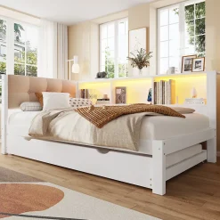 Redom Canapé-lit 140x190 cm convertible clic-clac en tissu gris avec coffre de rangement et dossier réglable* Lit Coffre