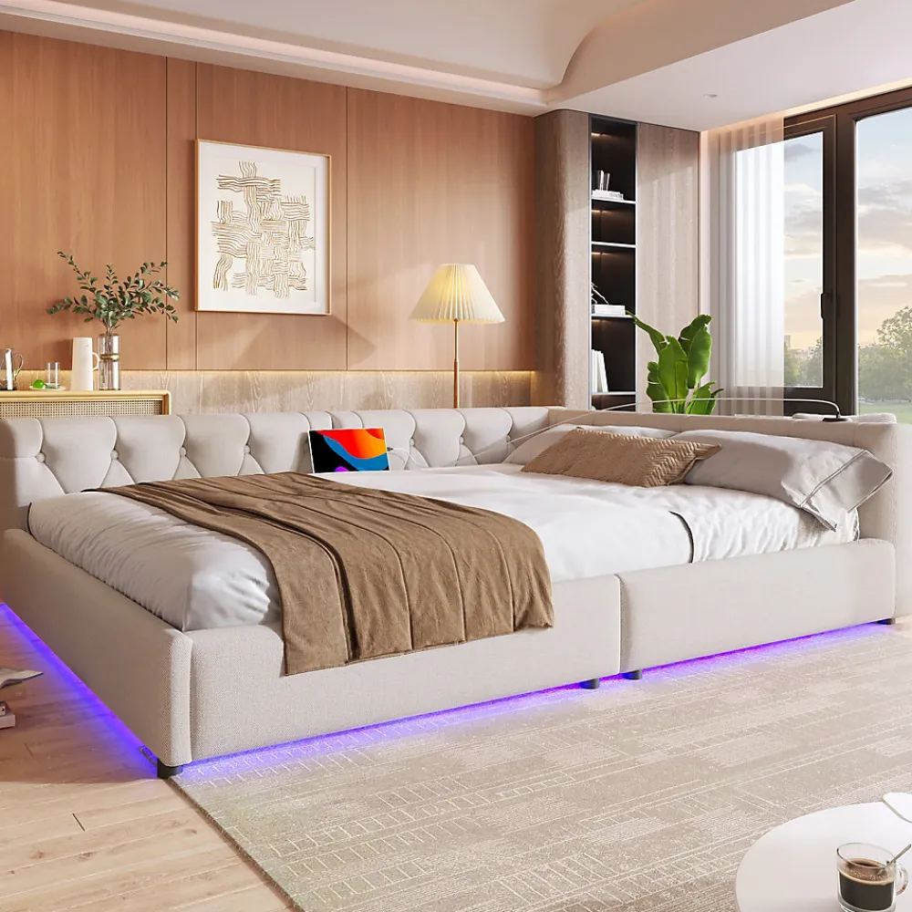 Canapé-lit 140x190 cm convertible clic-clac avec coffre de rangement en tissu gris, design contemporain>Redom Clearance