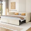 Canapé-lit 90x200 cm convertible en 180x200 cm avec sommier à lattes, tissu velours beige>Redom Outlet