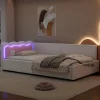 Canapé-lit 140x190 cm convertible en tissu avec coffre de rangement, style contemporain, accoudoirs rembourrés>Redom