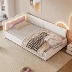 Canapé-lit 140x190 cm convertible en tissu avec coffre de rangement, style contemporain, accoudoirs rembourrés>Redom