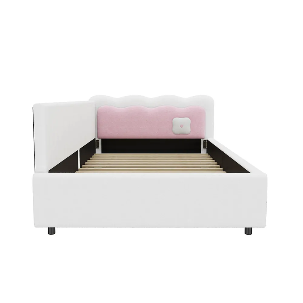 Canapé-lit 140x190 cm convertible en tissu avec coffre de rangement, style contemporain, accoudoirs rembourrés>Redom