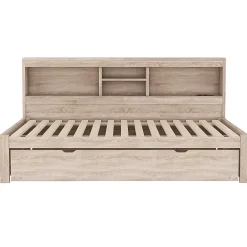 Canapé-lit 90x200cm LED télécommandé rangement prise/USB sans matelas naturel><noscript><img width=